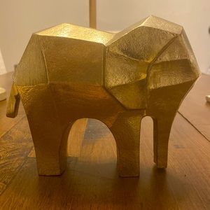 Project 62 Gold Metal Elephant Statue Modern Geometric Abstract Art Origami